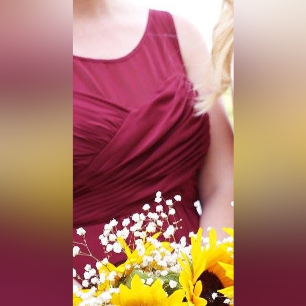 Alfred Angelo Burgundy/Maroon Halter/Round Neck Bridesmaid Dress - Picture 6 of 7